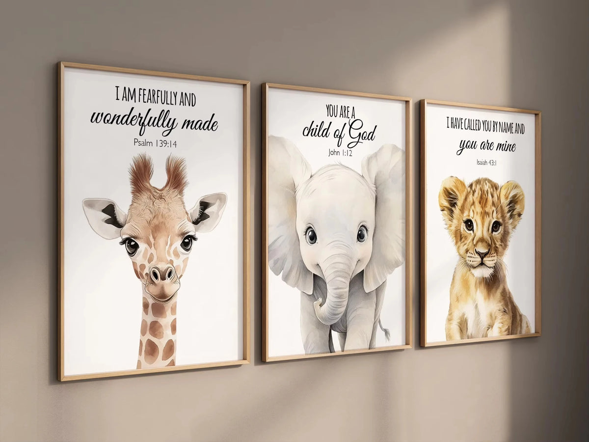 affiches animaux mignons girafe lion éléphant moderne décoration enfant sans cadre encre imperméable toile