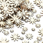 fleurs bois naturel décoratives artisanal sans peinture set 100 pièces différentes tailles