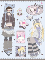stickers dessin animé filles motifs colorés personnages doux accessoires variés animes vibrant palette couleursscrição