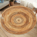 tapis rond boho beige blanc motifs géométriques spirales moderne intérieur extérieur