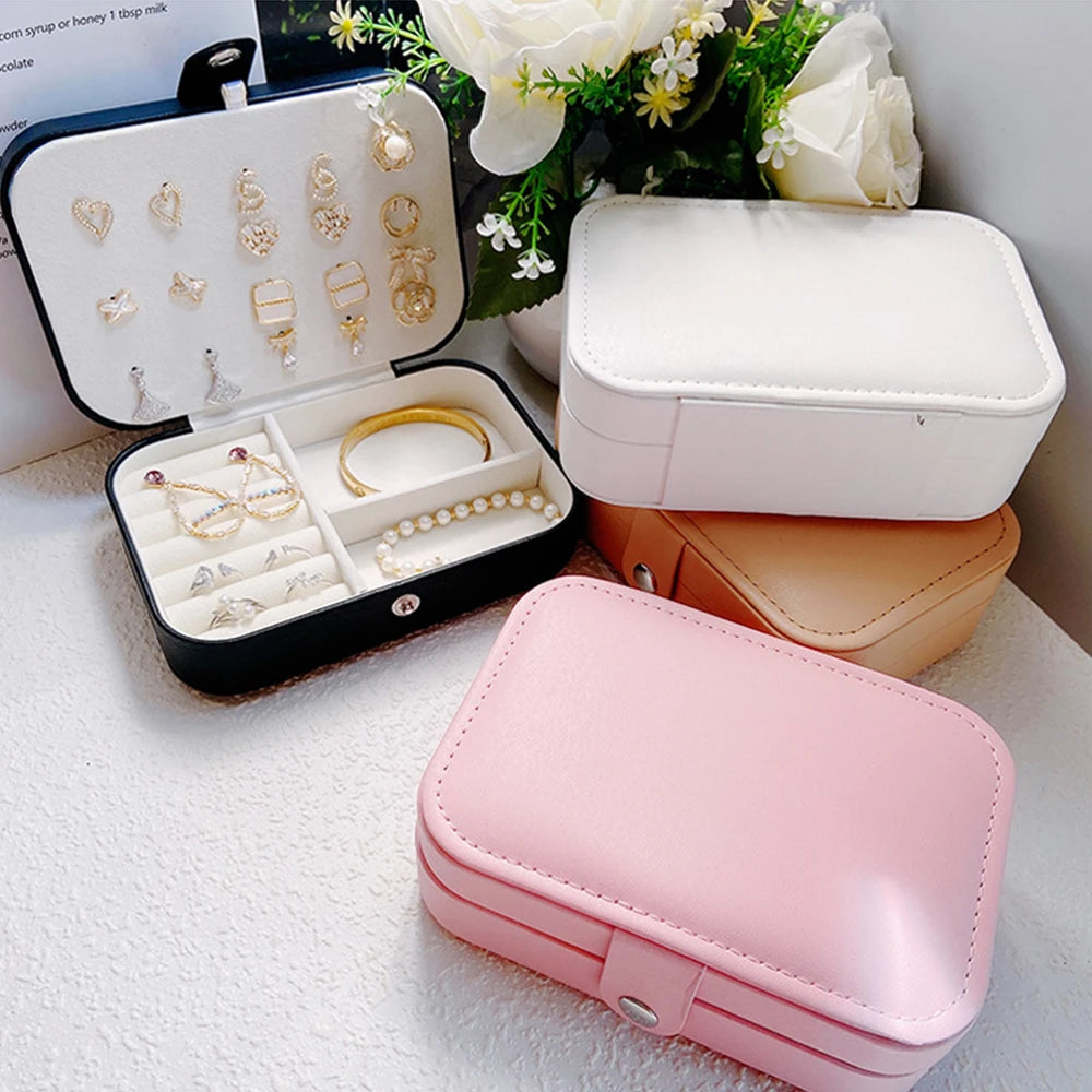 boîtes bijoux velours rose moderne élégantes cadenas portables doubles couches transparentes colliers boucles d'oreilles