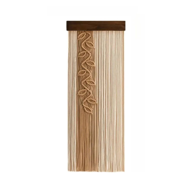 rideau corde motif feuilles moderne beige vert clair artisanal opacité