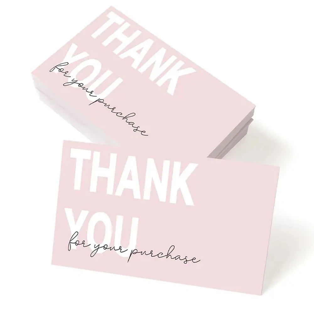 cartes remerciement anniversaire rose clair minimaliste thank you votre achat pack 50pcs decoration fete