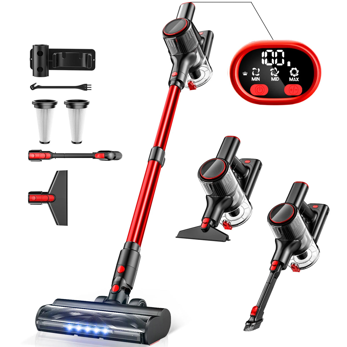 aspirateur sans fil rechargeable 45 minutes modes aspiration brosse multifonctionnelle tapis animaux