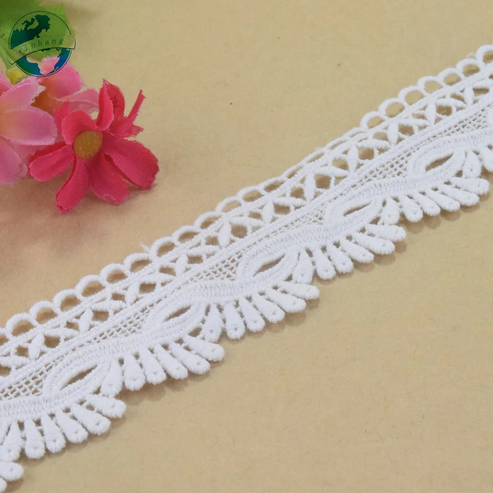 dentelle coton 4cm large blanche ajourée motifs floraux transparent décoration mariage bricolage