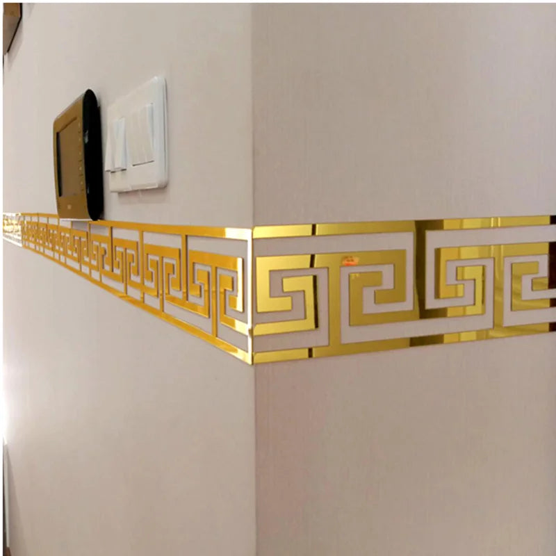 décoration murale adhésive miroir géométrique 12 pièces noir or argent modernes