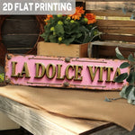 plaque décorative bois rose clair lettres dorées motifs floraux vintage pré perforés dimension 40x10cm