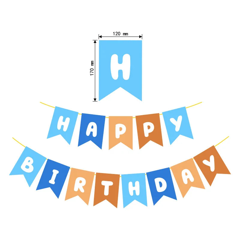 guirlande fanions anniversaire bleu orange lettres blanches décorative festives enfant adulte festivités