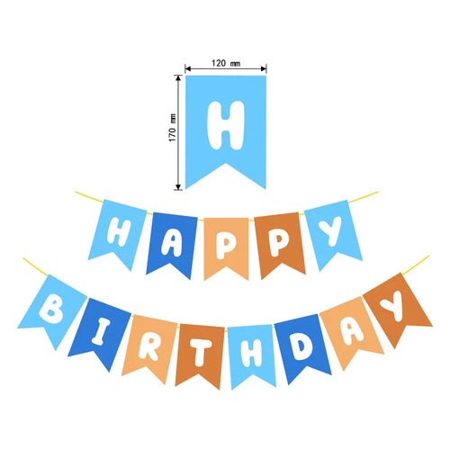 guirlande fanions anniversaire bleu orange lettres blanches décorative festives enfant adulte festivités