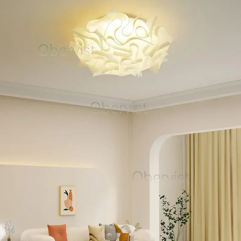 lampe suspension blanc forme géométrique moderne plaque fixation flux lumineux intelligent certification sécurité