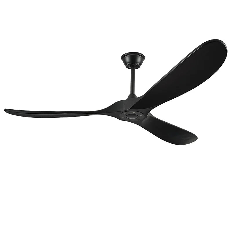 ventilateur moderne bois finition marron lames bois massif télécommande inclusion poteaux métalliques 52pouces