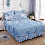 ensemble literie floral rose bleu couvre lit taies oreiller romantique feminin franges lit 150x200cm