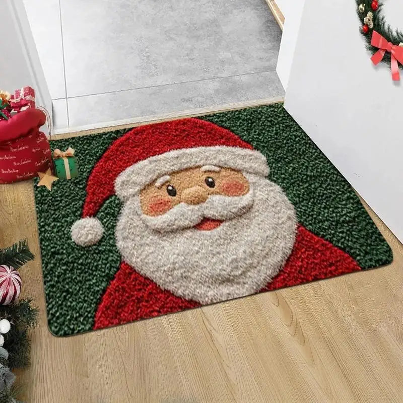 tapis sol décoration noël vert rouge bébé imperméable polyester persan dessin animé santa cerf