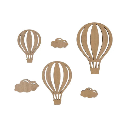 décorations murales bois ballons nuages adhésifs modernes minimalistes rayures horizontales naturelles chambre maison