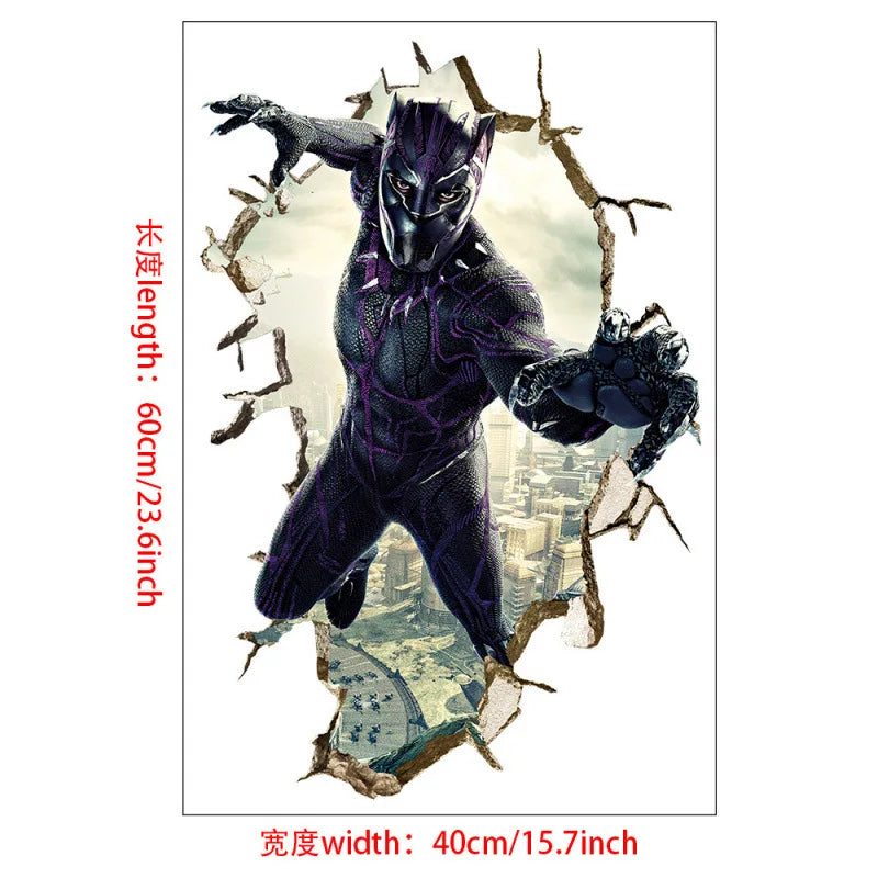 sticker mural 3d super héros hulk iron man captain america thor rouge bleu vert