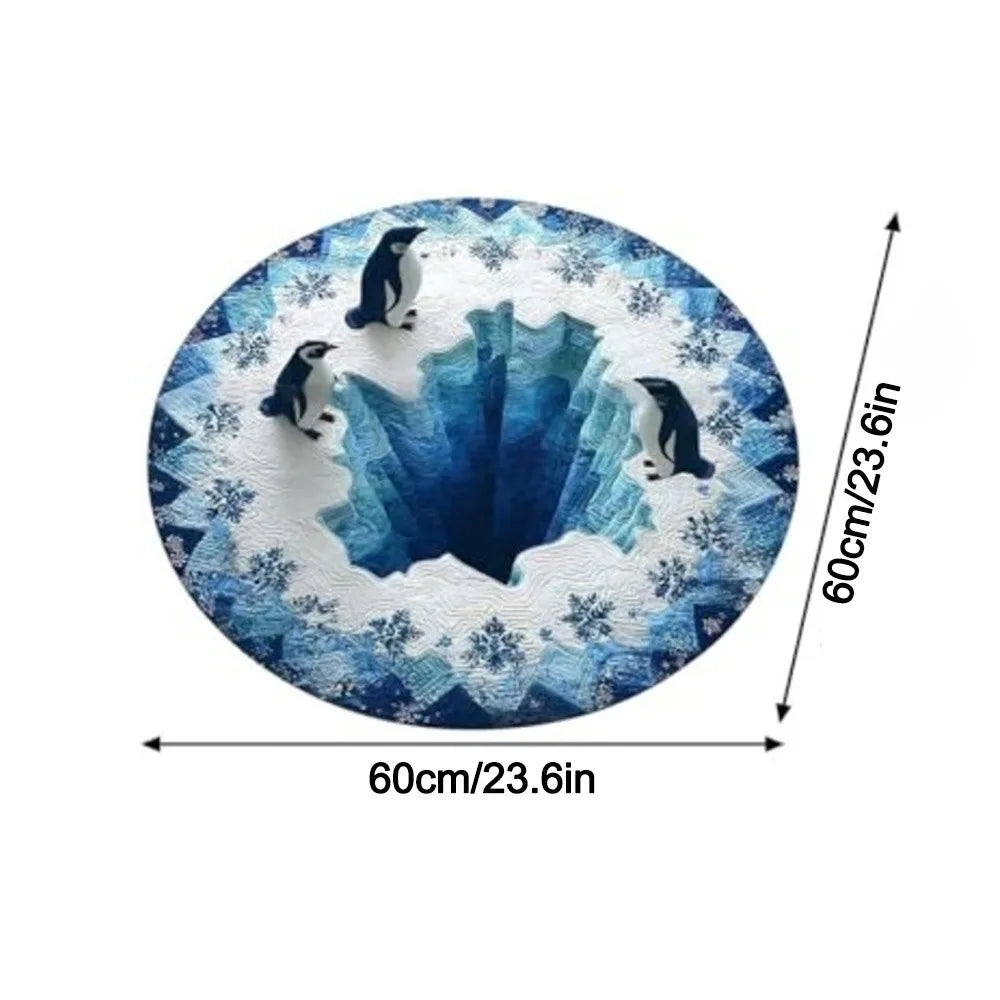 tapis rond noël père noël train pingouins guirlande rouge décoration chambre vinyle sans bpa