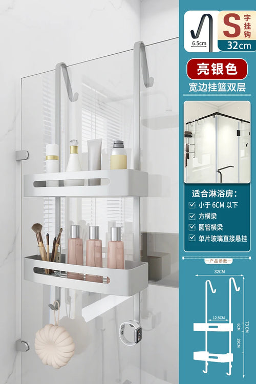 étagère salle bain or moderne adhésive métal aluminium lisse cosmétique brosses bouteilles