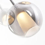 suspension lumineuse moderne chrome noir blanc sphères polies câbles suspendus ampoules incluses