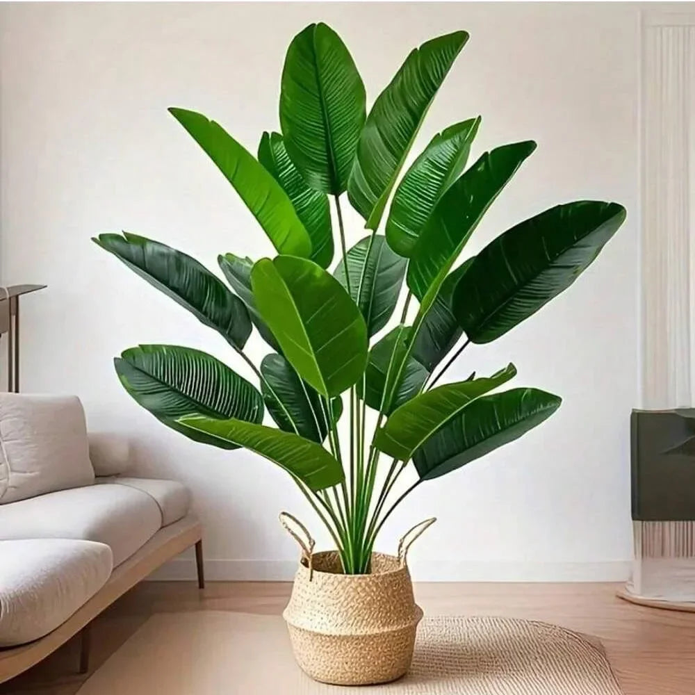 feuilles larges artificielles vertes modernes extérieur decoration anniversaire tropical 18 pieces plantation sol verte