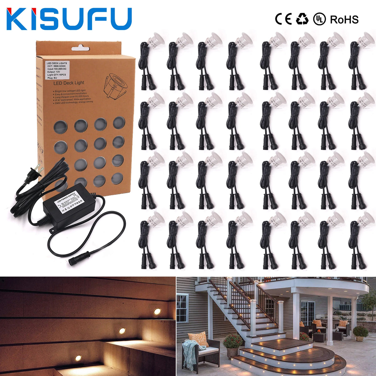 lampe led encastrable ip67 étanche blanc moderne jardin terrasse vis fixation câbles adaptateurs
