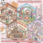 stickers 3d maison poupées animées rose blanc vert décoration enfant crafting mignon detalles adhesifs