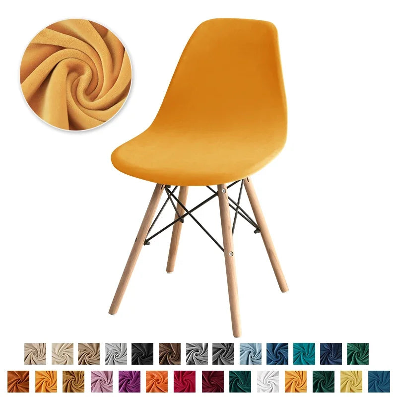 Chaise couvre velours étirable moderne fixée couleur vert foncé beigeclair
