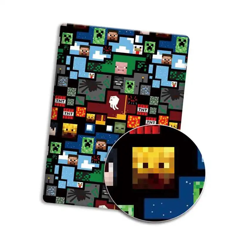 tapis souris minecraft personnages objets animaux bleu noir jaune pixel art
