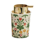 distributeur savon liquide mousse floral vintage blanc rouge vert or