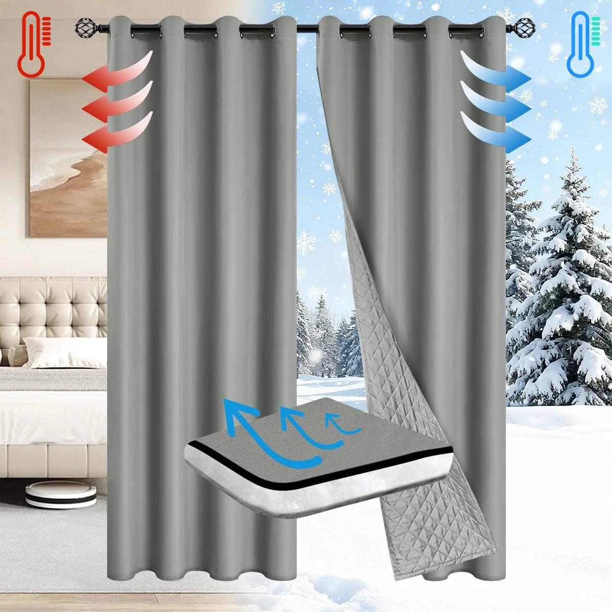 rideau noir uni thermique hiver isolation coupe vent moderne salon chambreôtel