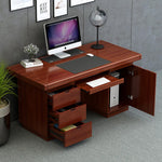 bois massif moderne marron foncé table travail informatique épuré intérieur maison