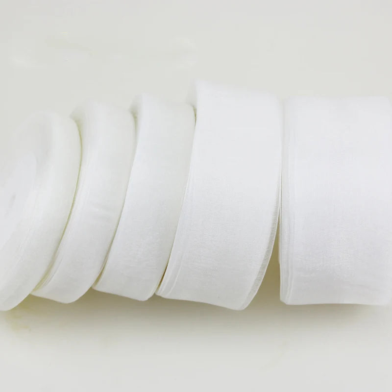 ruban organza blanc polyester largeur variable 12mm 15mm 20mm 25mm 40mm fixation décoration emballage