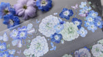 ruban décoratif floral stickers papillons fleurs bleu violet vert transparent bricolage scrapbooking diy