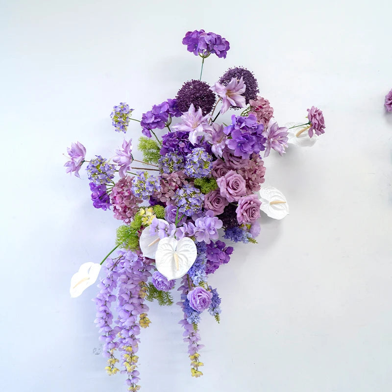 bouquet fleurs artificielles violettes blanches modernes décoration intérieure soie élégante mariage anniversaire