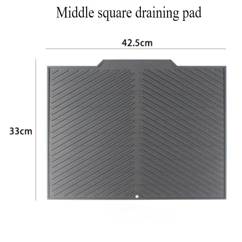 tapis drainage silicone gris moderne rayures horizontales anti dérapant rapide drying mat vaisselle organisateur