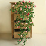 guirlande fleurs artificielles roses feuilles vertes décoration extérieure mariage anniversaire naturelle romantique accrochéeextérieur