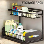 rangement rack noir grille métallique moderne clips poignée imperméable acier fixations organisation cuisine