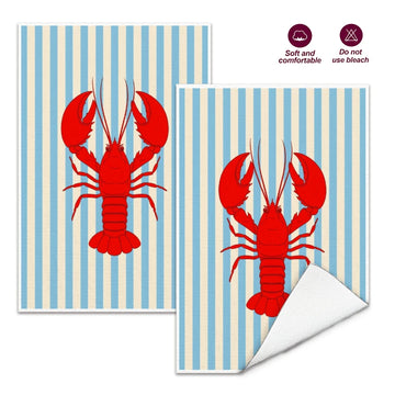 serviettes cuisine rouge homard rayées polyester absorbantes suspendues décoration marine rustic salopes