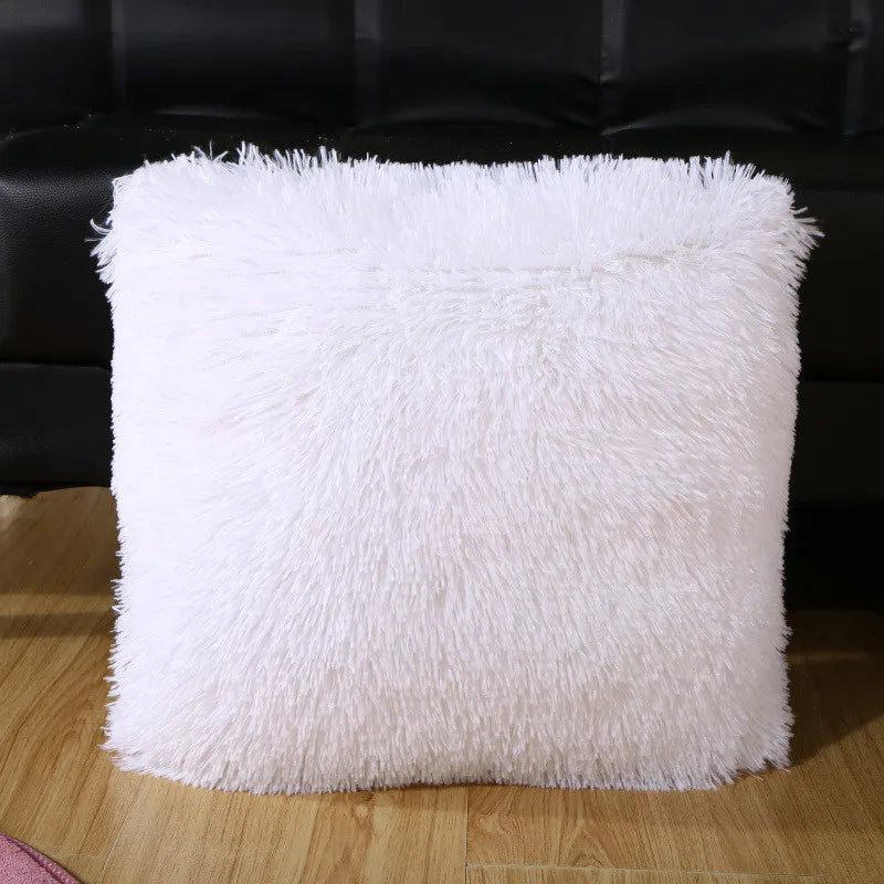 housse coussin peluche solide violet blanc bleu moderne 43x43cm lit chaise canapé voiture