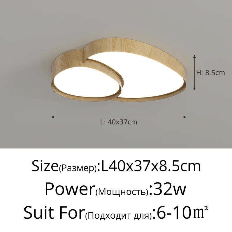 plafonnier led moderne bois grainé éclairage surface minimaliste chambre salon