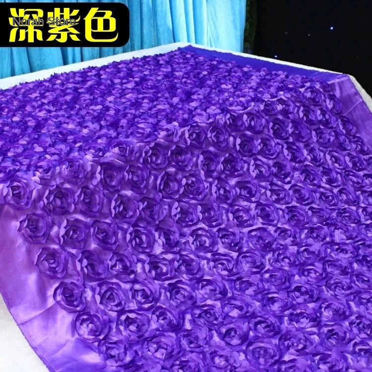 tapis mariage satin roses relief texturé violet rouge vert élégant antidérapant 50cm 130cm
