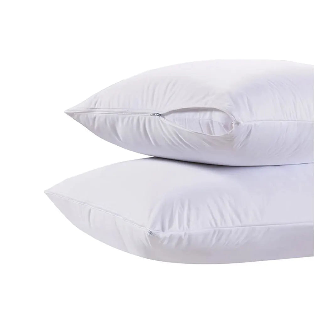 protège oreiller blanc uni moderne zip imperméable respectueux environnement maison hospitalière polyester qualité