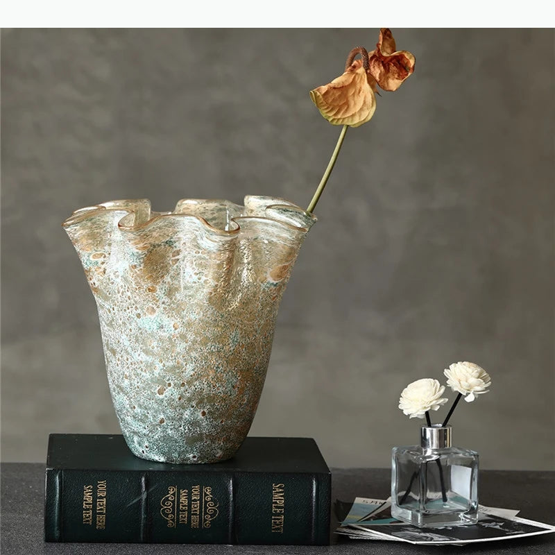 vases modernes vert bleu doré texturés marbrés opaques décoration table