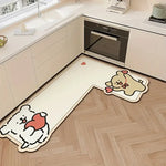 tapis cuisine dessin animé personnages chiens happy time enjoy life polyester antidérapant moderneintérieur