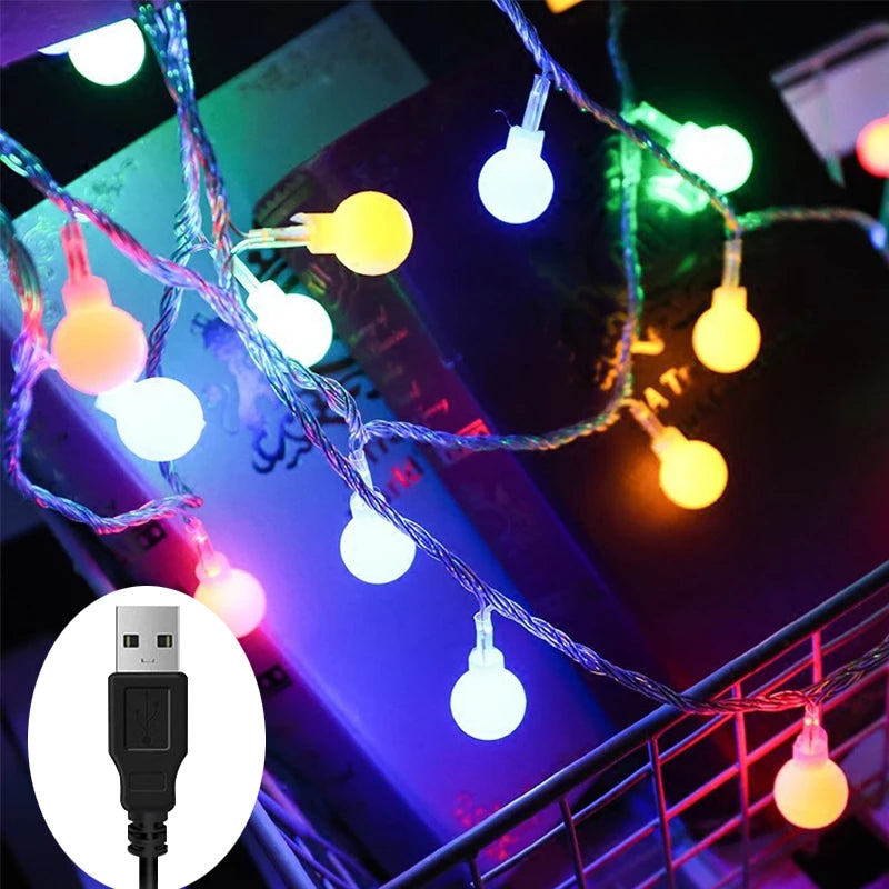 guirlande lumineuse extérieure led usb 5v boules lumineuses colorées autoinstallation decoration jardin camping