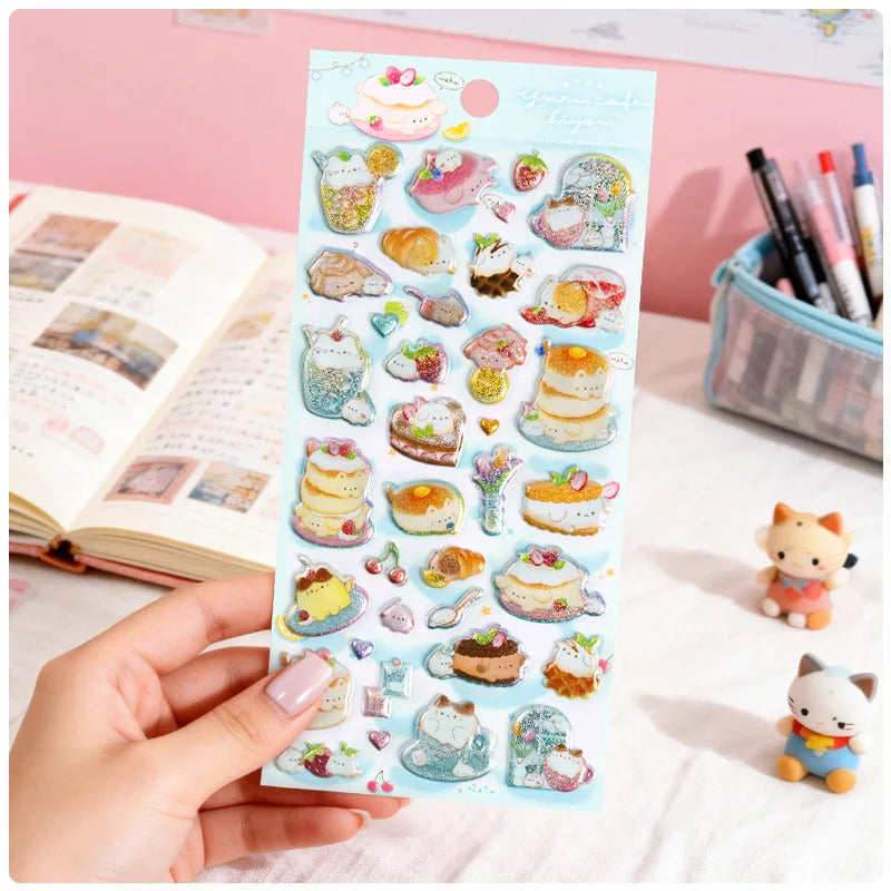 sticker 3d holographique animal mignon gonflé autoadhésif décoration téléphone album cadeau kawaii