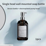 distributeur savon mural rechargeable sans poinçonnage moderne transparent noir étiquette blanche main shampoing gel