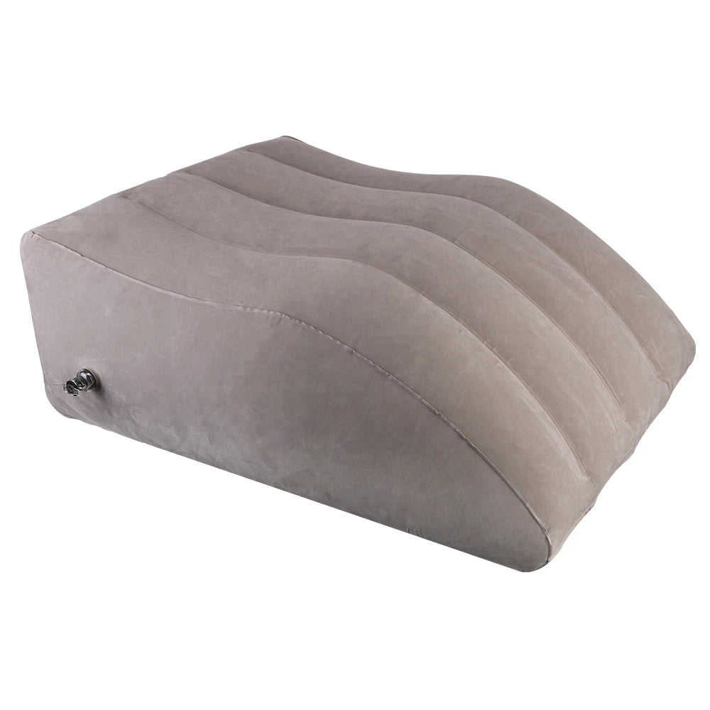 coussin gonflable velours gris confortable valve double literie jambes élévation PVC polyester coton