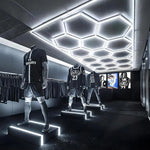 plafonnier led blanc moderne forme hexagonale nid d'abeille salon salle conférence