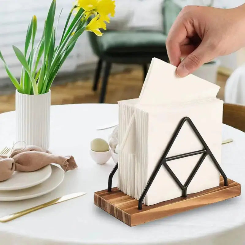 support serviettes moderne or noir grille decoratif papillon silhouettes humaines triangle