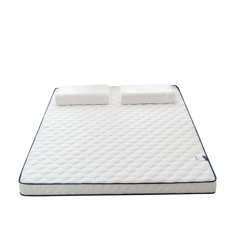 matelas double blanc bleu motif triangles moderne oreillers chambre coucher maison